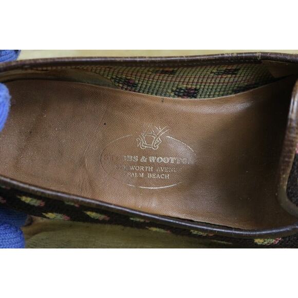 Stubbs Wootton Womens 7 Palm Beach Needlpoint Floral Loafers Slip On Shoes - Picture 7 of 7